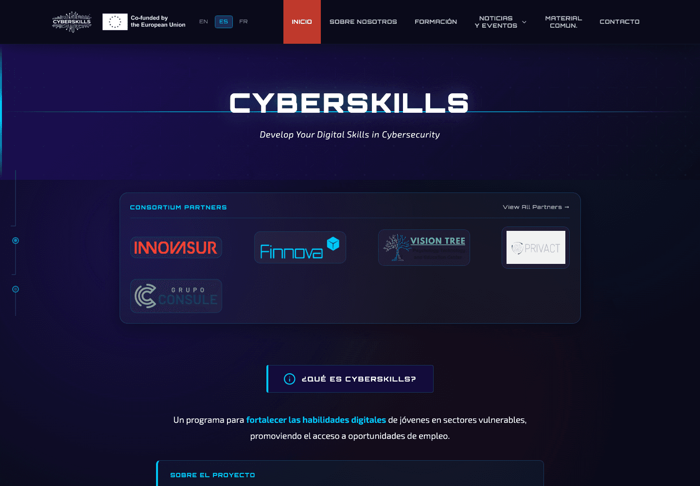 Captura de la web Cyber Skills